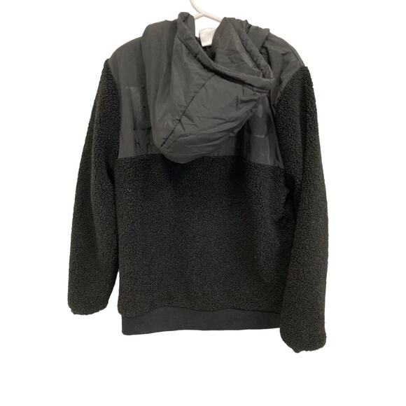 HUGO BOSS Boys Black Faux Fur Shearling Hooded Logo Sweatshirt Jacket Size 10 - Picture 3 of 7